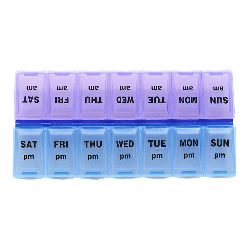 7 Dagen Wekelijkse Pillendoosje Case Tablet Geneeskunde Box Houder Organizer Pill Dispenser Splitters Reizen Divider Draagbare: Blue purple