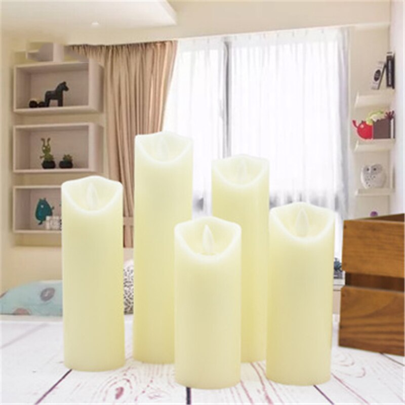 5pc Flameless Wedding Decorative Candles Battery Operated Pillar Real Wax Wick Electric LED Candle Sets with Remote Control