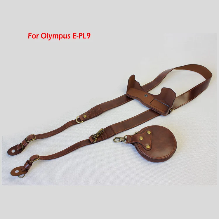 PU Leather case half body Cover Camera Bag For Olympus pen E-PL9 E-PL8 EPL7 EPL8 EPL9 protector shell strap With Battery Opening: MULTI