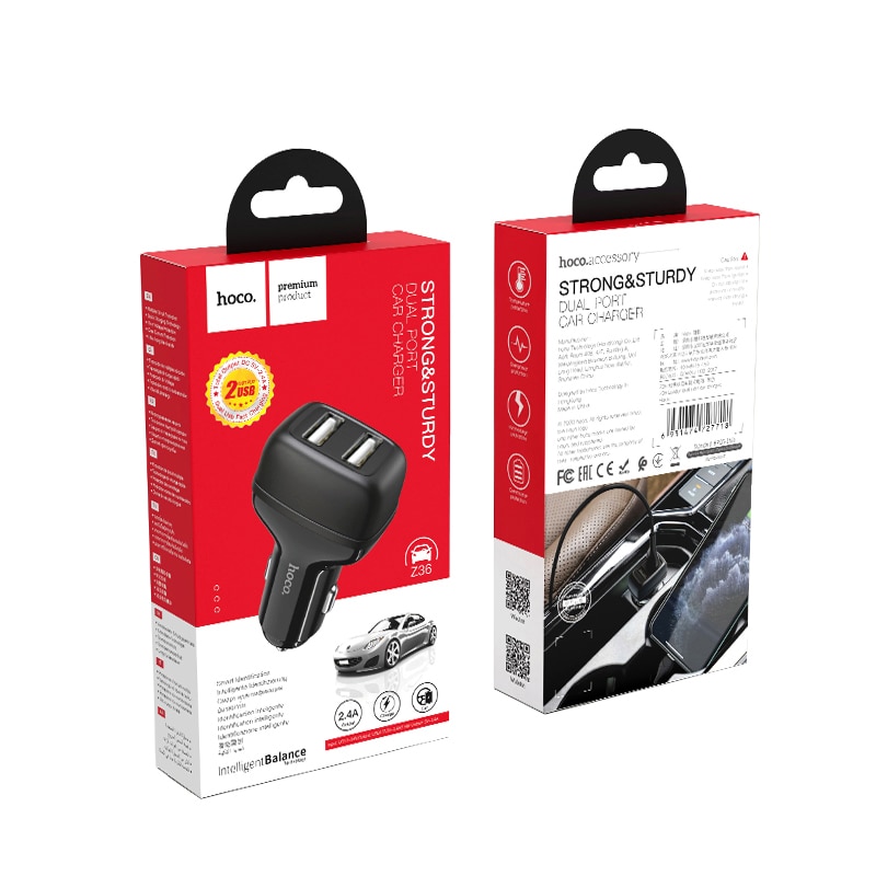 Hoco Dual Output Usb Car Charger Voor Iphone 11 Pro Xs 8 7 Plus Universele 5V2.4A Snel Opladen Adapter Voor samsung S9 S8 Oneplus
