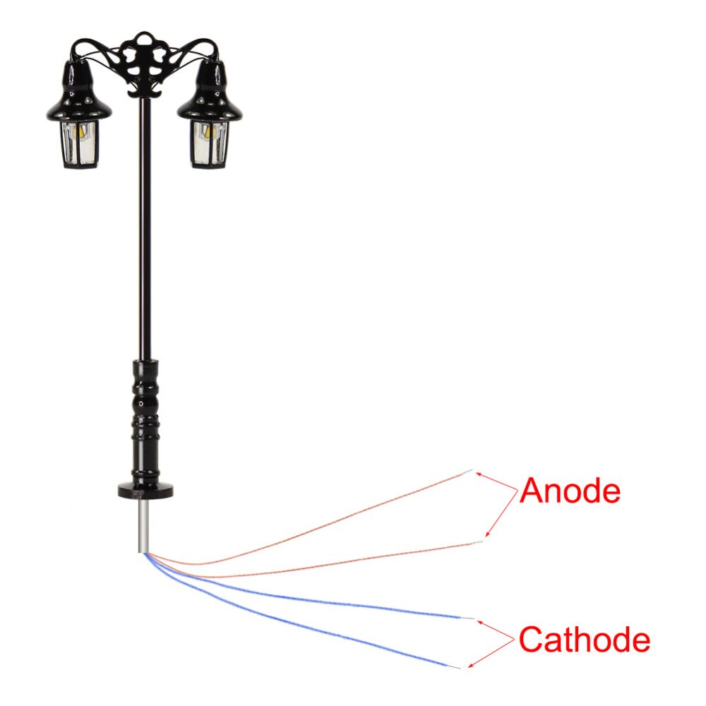 5pcs N Scale Lamp Post Double Heads 47mm 1:150 Street Lights Model Railway Train LEDs Miniature LQS76N