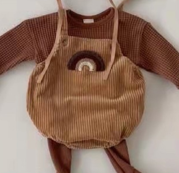 Milancel bebê bodysuits veludo meninas roupas arco-íris impressão da criança meninas uma peça meninos macacão: brown / 6-9M