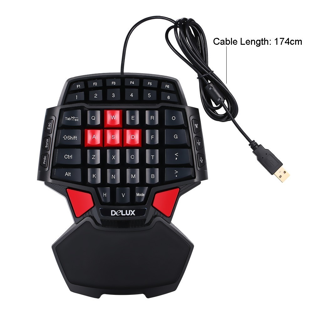 Delux-ratón y teclado con cable, Combos de una sola mano T9, Mini teclado M618 para juegos, ergonómico, Vertical, óptico, Kit para PC y portátil
