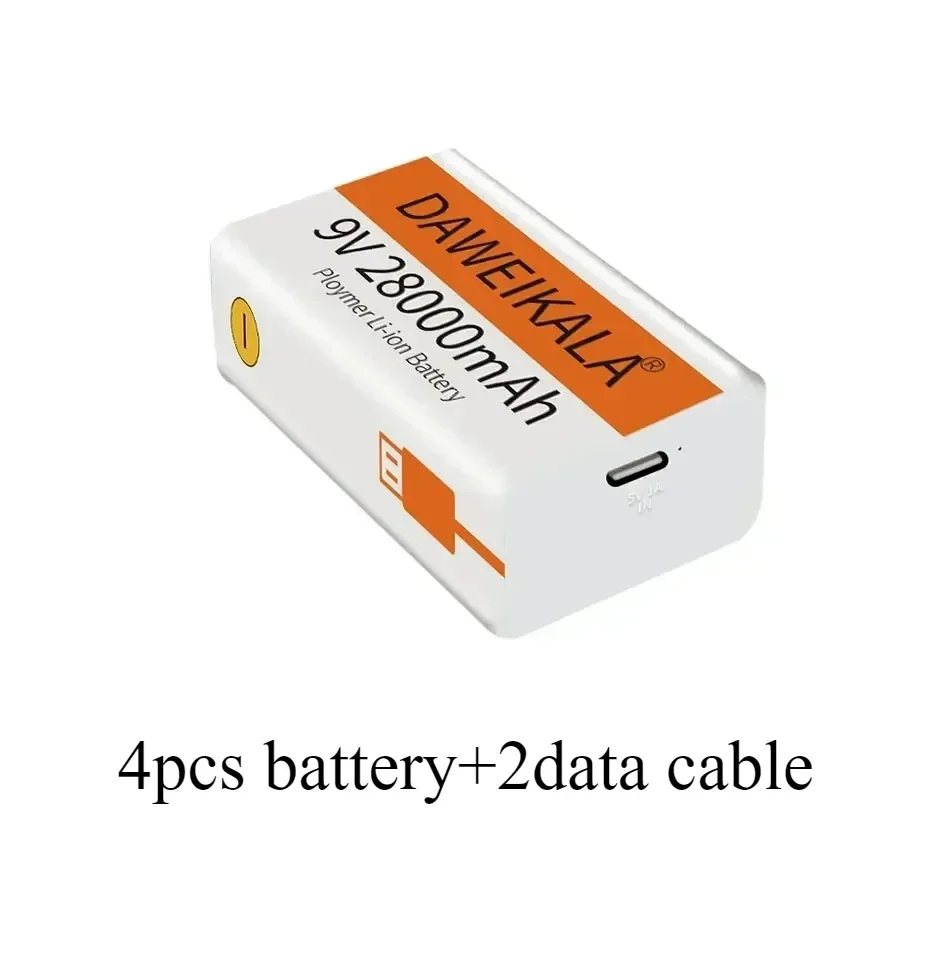 9V battery 28000mAh li-ion Rechargeable battery Type-C Battery 9v for Multimeter Microphone Toy Remote Control KTV use: Beige