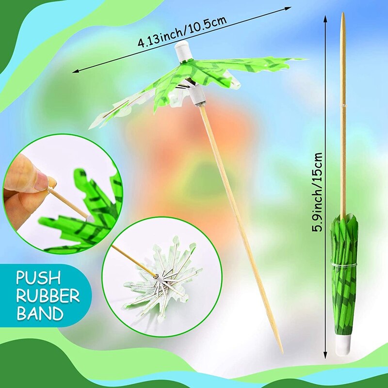 Groene Kokosnoot Boom Tandenstokers Papier Paraplu Tandenstokers Handgemaakte Cocktail Parasol Sticks Voor Cocktail Decoraties