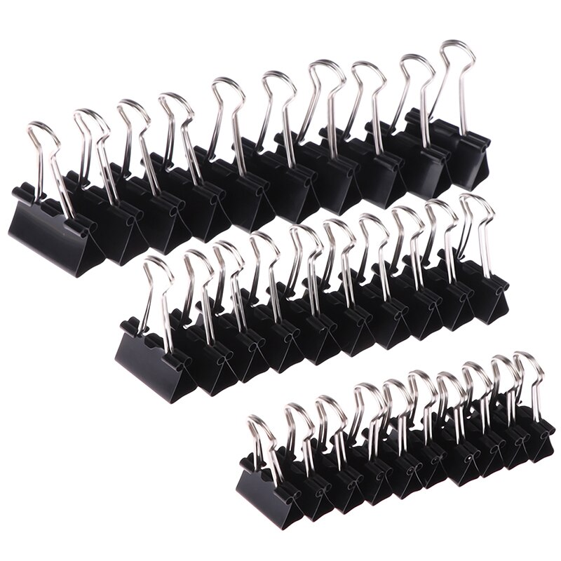 10 stk./parti sort metal binder clips 19mm/ 25mm/ 32mm noter brev papir clips kontorartikler indbinding sikrings clips