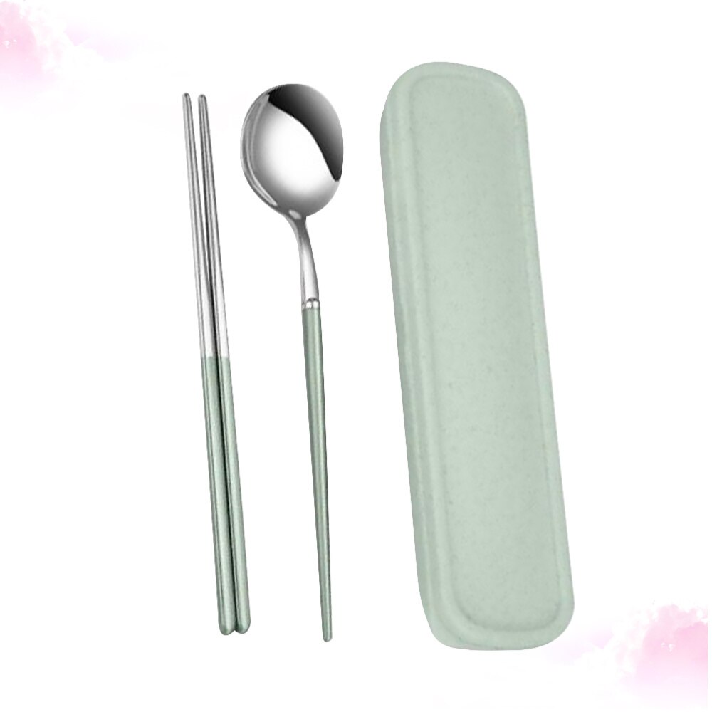 Flatware Set Portable Durable Stainless Steel Silverware Set Reusable Utensils for Camping Travel Picnic: Green