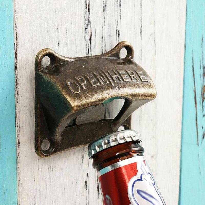 Flesopener Ring Stijl Zuiver Koper Brons Metalen Wandmontage Bier Wijn Fles Cap Bar Opener Bar Keuken Tool