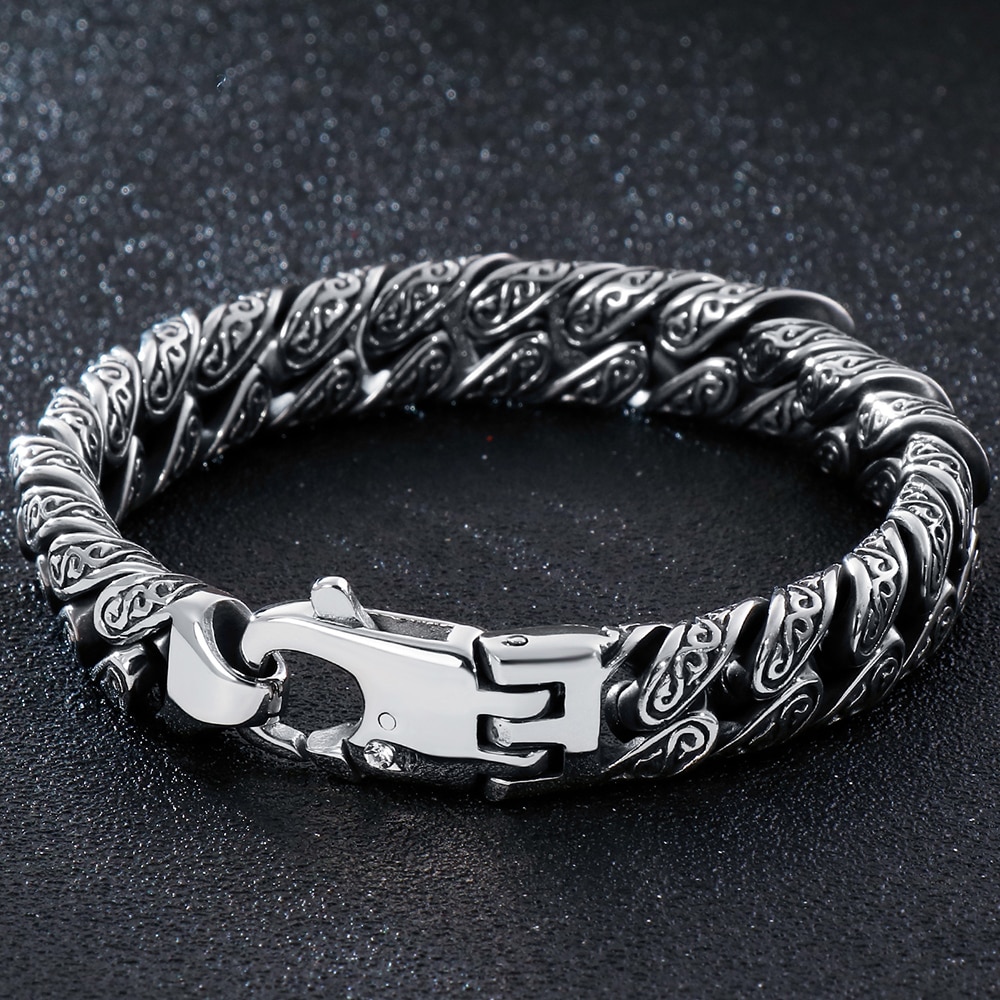 Massive Heavy Stainless Steel Bracelet Male Mens Chain Bracelets Metal Bangles For Men Armband Hand Jewelry For Boyfriend