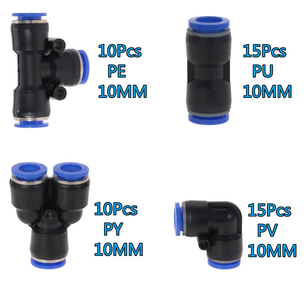 50Pcs/lot Pneumatic Fittings Connector PU PY PE PL Trachea Connector Set Plastic Air water Hose Tube Gas 4mm to12mm: 50Pcs-10mm Fittings