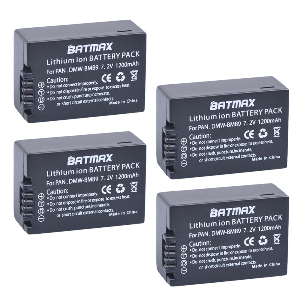 Batmax 1200mAh DMW-BMB9 camera Li-ion battery for Panasonic Lumix DMC-FZ40K,FZ45K, FZ47K,FZ48K,FZ60,FZ70,FZ100,FZ150: 4 battery