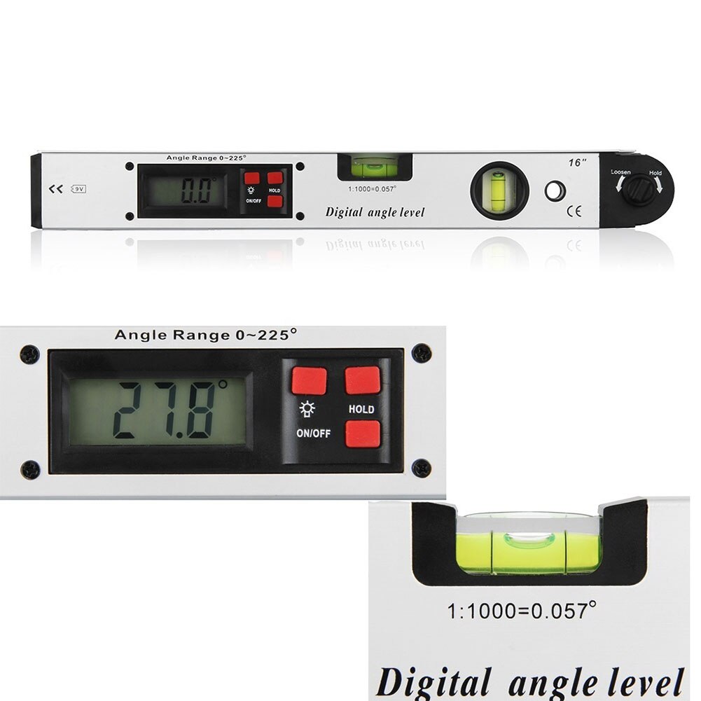 400mm Angle Digital Level Slope Tool Goniometer Measuring Battery Powered Accurate LCD Display With Magnetic Base