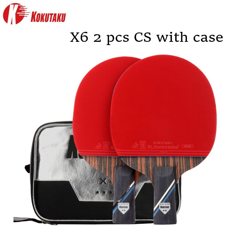 Raqueta de tenis de mesa con certificación ITTF, 2 uds, KOKUTAKU X4 X5 X6, raqueta de Ping Pong, pala de carbono, espinillas de goma: X6 CS