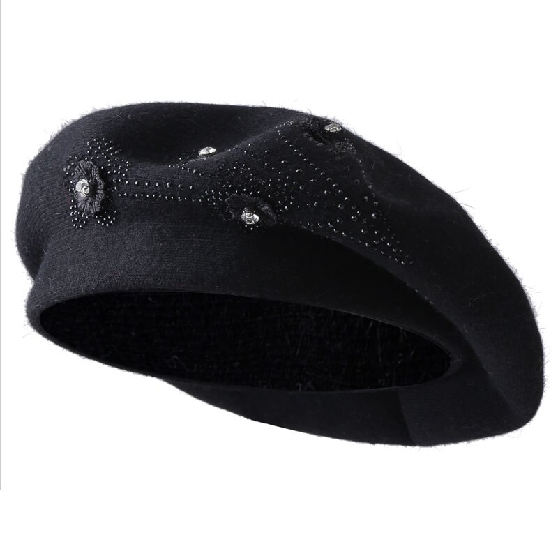 Vinter baskermössor för kvinnor ullstickade enfärgade basker kvinnliga mössor tjej höstvarma gorros märkes huvmössor: 16