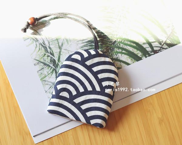 Handgemaakte vrouwen canvas trekkoord Sleutelhouder autosleutel protector Meisje Leuke key case Auto Sleutelhouder: Water wave