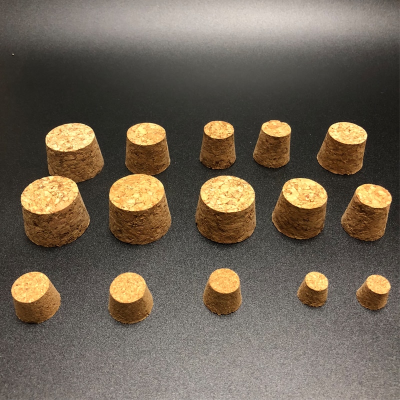 100pcs Top DIA 7.5mm to 30mm Wooden Cork Lab Glass Bottle Stopper Kettle Pudding Bottle Cork Cap Burette Tube Wood plug