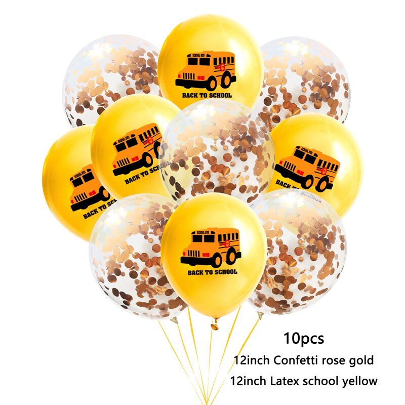 nouvel an enfant dessin animé voiture camion de pompier feuille ballons joyeux anniversaire fête décorations garçon fête bricolage voiture Ballon noël déco: 10pcs-School-yellow