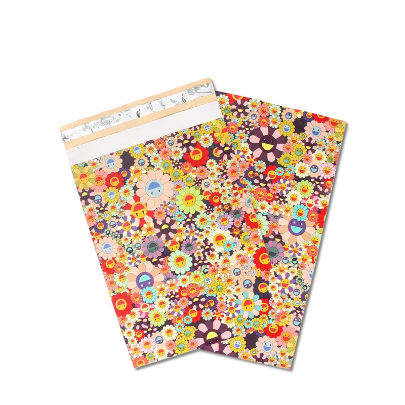 50 stk populær budpose liten blomst plastkonvolutter selvklebende forseglingspose vanntett postvesker emballasjepose