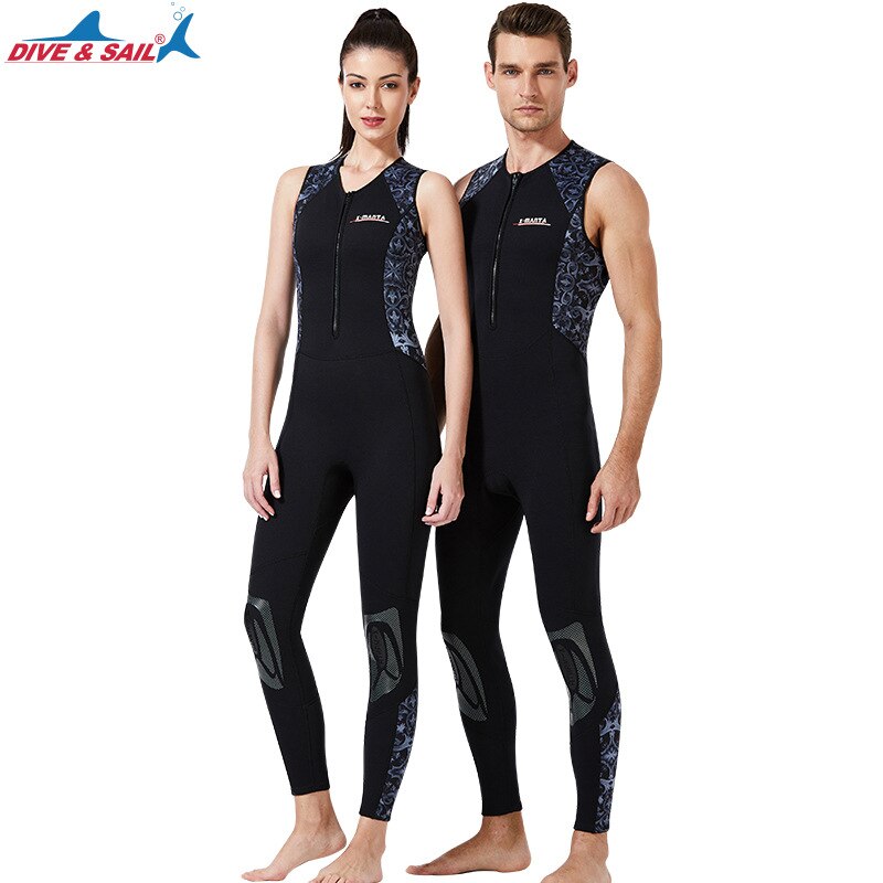 Men Women 1.5mm Sleeveless Neoprene one-piece wetsuit Triathlon Wetsuit Wet Suit Thickness Open Water Swimming Suit Front Zip