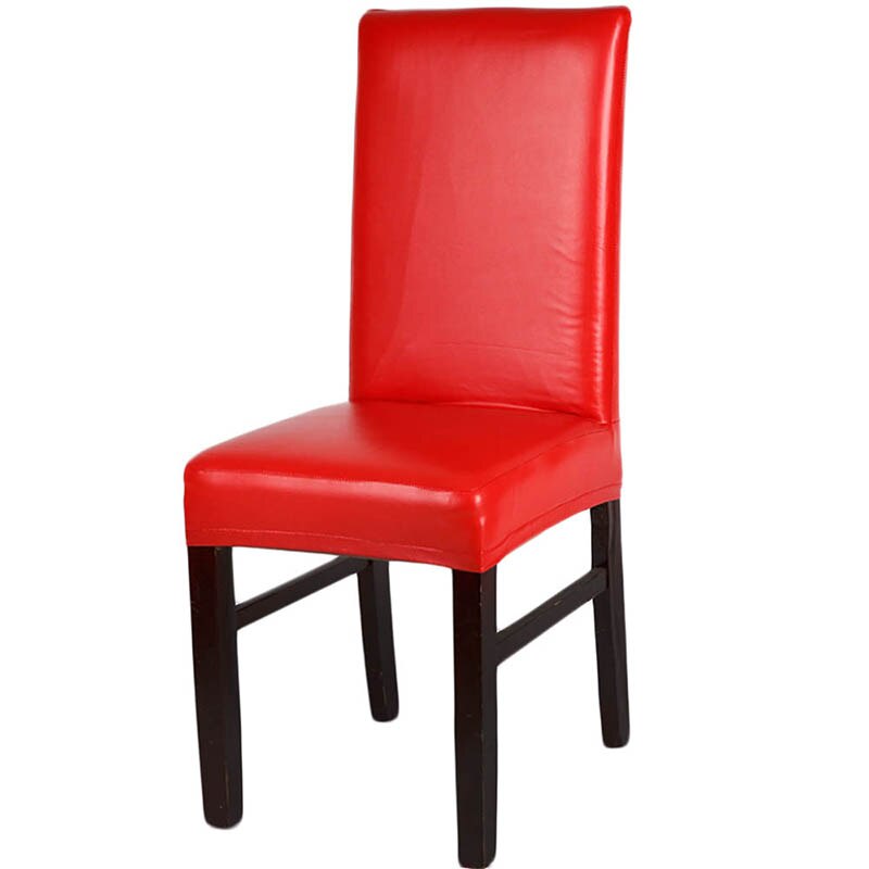 DIDIHOU 1pc PU Lederen Stoel Seat Cover Home Waterdicht En Oilproof Stoel Kussenovertrekken Cover Stretch Eetkamerstoel Thuis Decoratieve: red