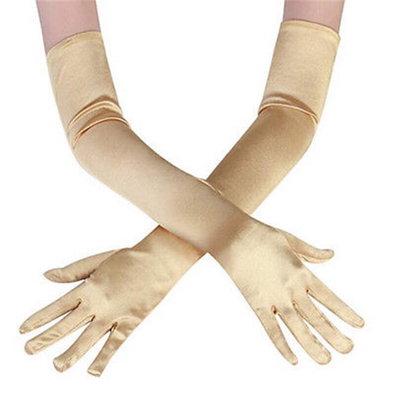 Women Satin Long Gloves Opera Ball Evening Party Prom Costume Glove Female solid