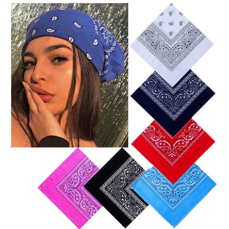 Pañuelo Unisex de estilo Hip Hop, banda de pelo negra para el cuello, gorros deportivos para muñeca, diadema de envoltura, pañuelos cuadrados