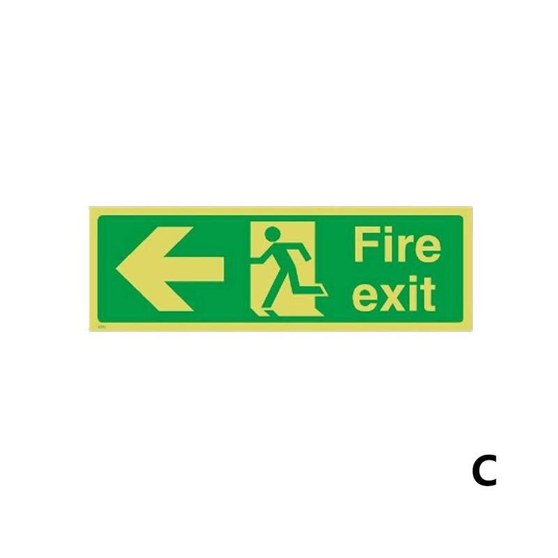 Zelf Adhisive Waterdichte Exit Sign Groene Lichtgevende Veiligheidswaarschuwing Tape Nachtzicht Fire Exit-Rechts Borden Muren Sticker 36x14cm: C