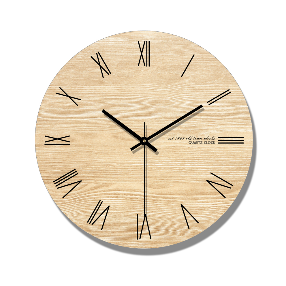 Arabic Numeral Round Wooden Digital Wall Clock Silent Living Room Wall Decor Saat Home Decoration Watch Wall