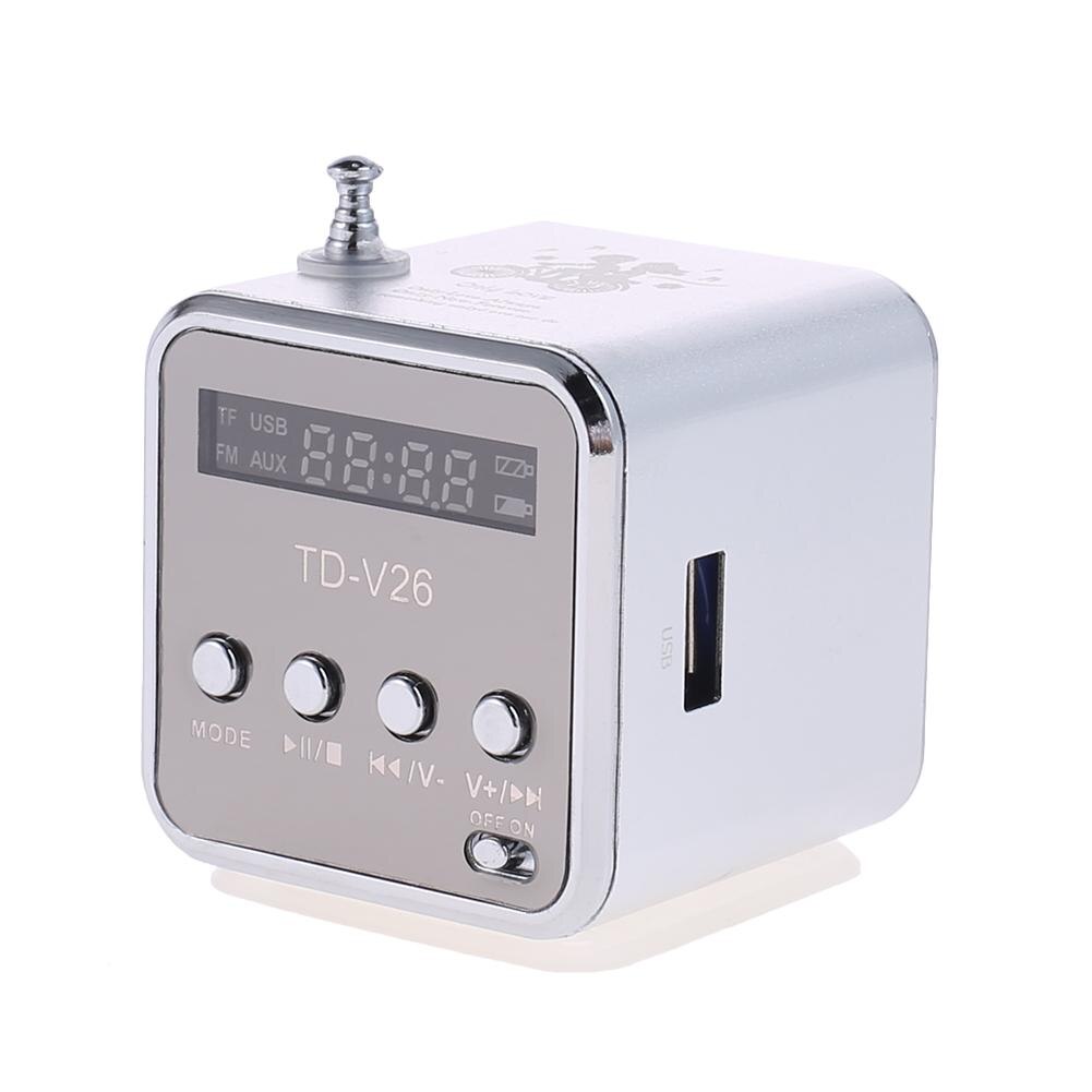 TD-V26 Mini Digitale Fm Radio Speaker Draagbare Fm Radio Ontvanger Met Led Display Scherm Luidspreker Ondersteuning Tf-kaart: Silver