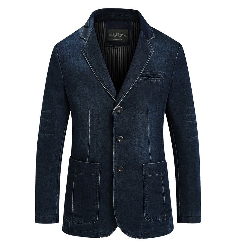 Xiu luo 4xl herr jeans kavaj herr bomull vintage kostym jacka man blå kappa jeans kavaj herr jeans kavaj
