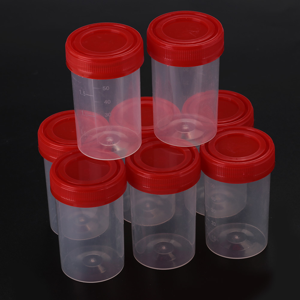 50 stk / sæt prøveflaske prøvekop engangs nosodochium beholder test 60ml nyttige hospital inspicere glas praktiske værktøjer