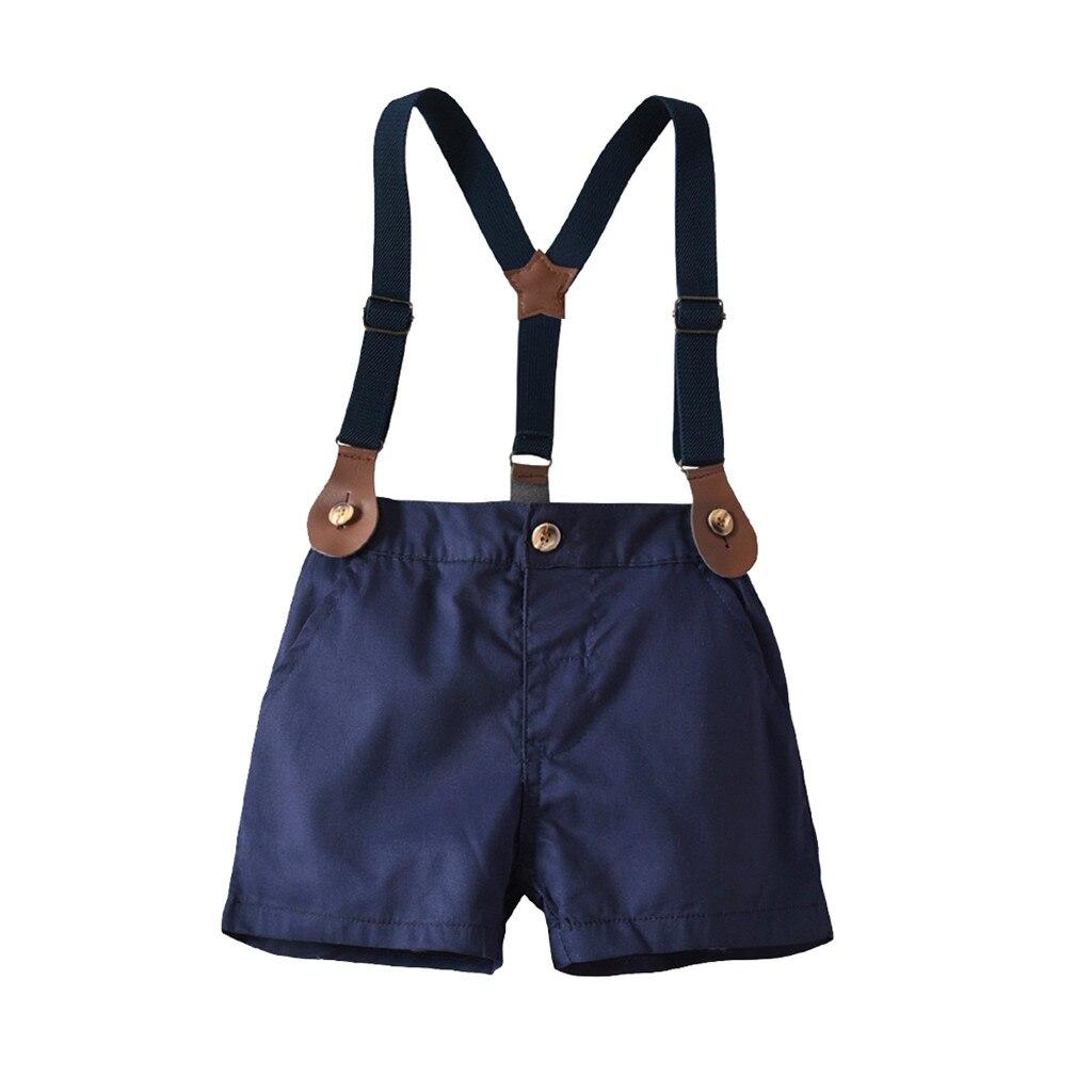 Baby Baby Jongens zomer Gentleman Strikje Romper + Shorts Overalls Outfits Kleding