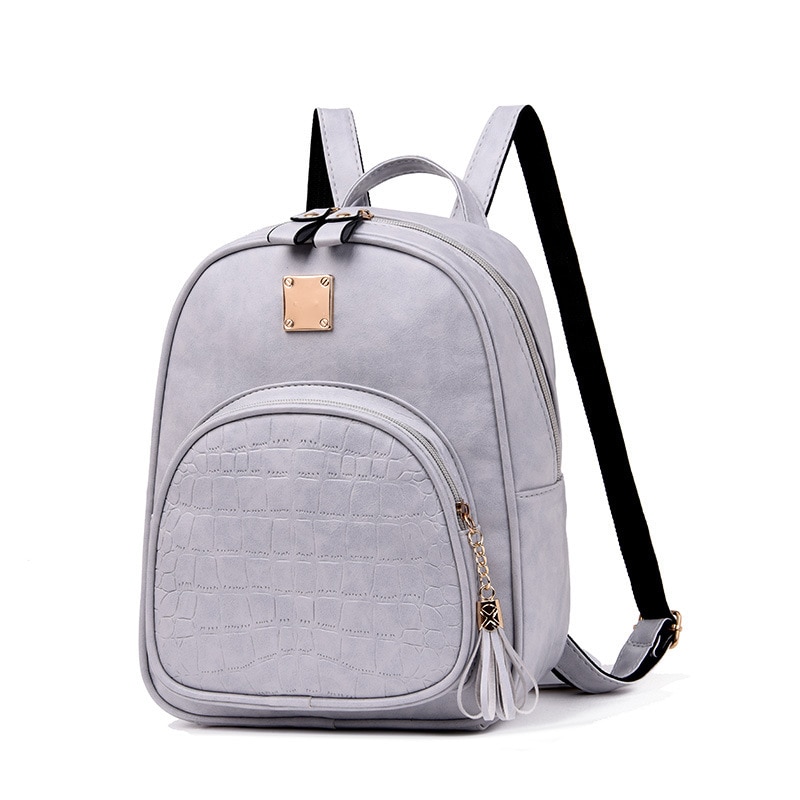 Filles sac de voyage en plein air dames double couche en cuir PU sac à dos tendance simple sauvage pierre motif sac
