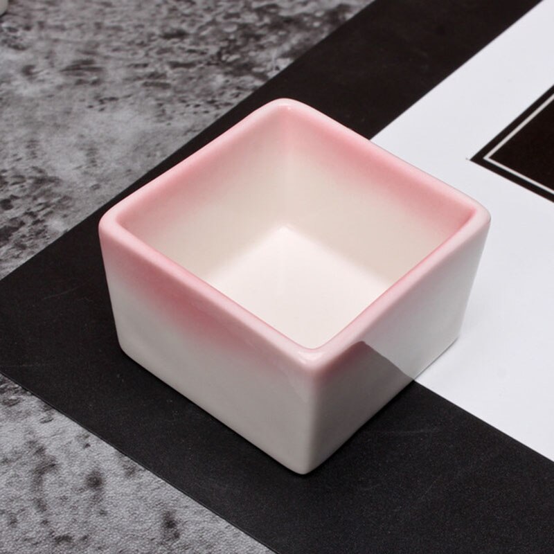 Mini Plato cuadrado de cerámica vajilla vinagre, salsa de soja restaurante platos domésticos bajo el esmalte cocina vajilla: pink