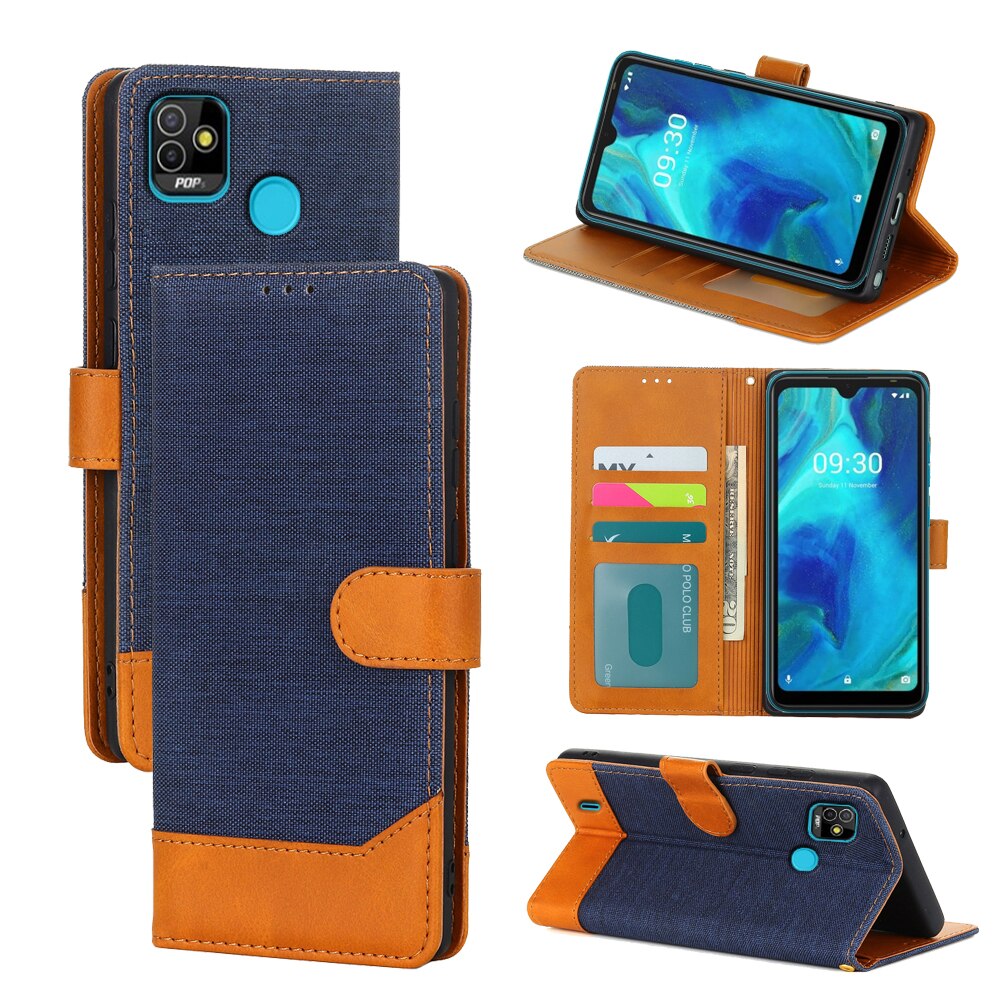Coque de téléphone à rabat en cuir pour Tecno POP 5, étui à cartes magnétiques
