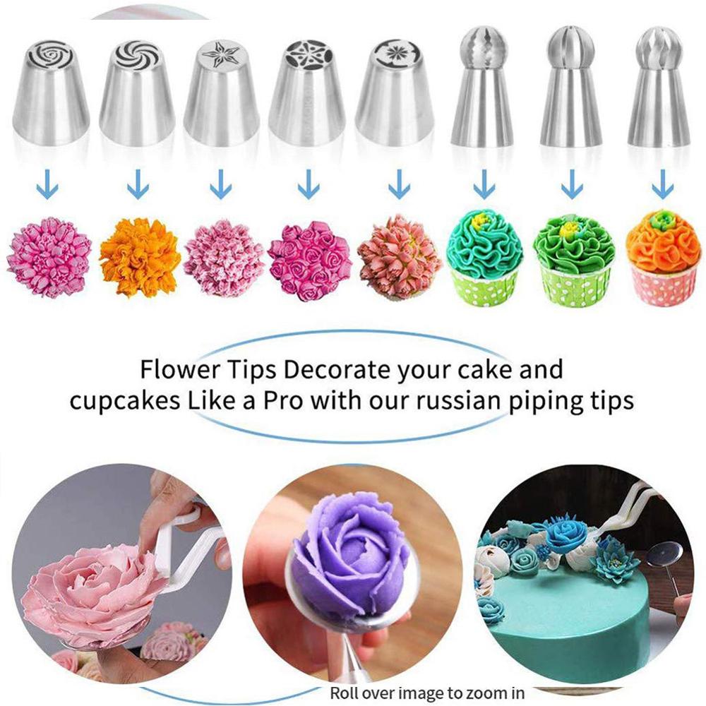 170 PCS Cake Decorating Supplies Kit Baking Set with Icing Piping Tips & Russian Nozzles Bakeware Set