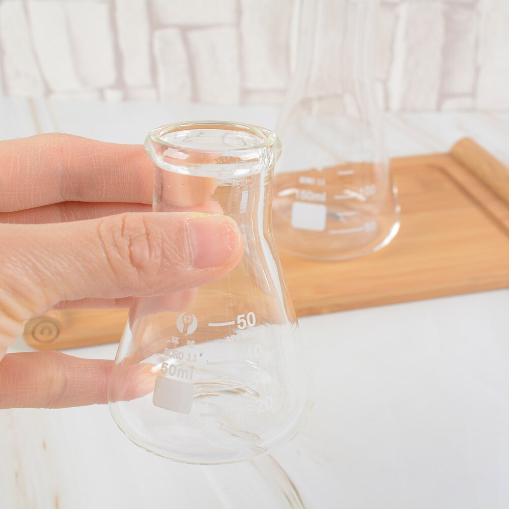 250/500/100 Ml Glazen Zware Muur Smalle Mond Erlenmeyer Kolven Met Zware Velg Voor Lab Chemische Apparatuur