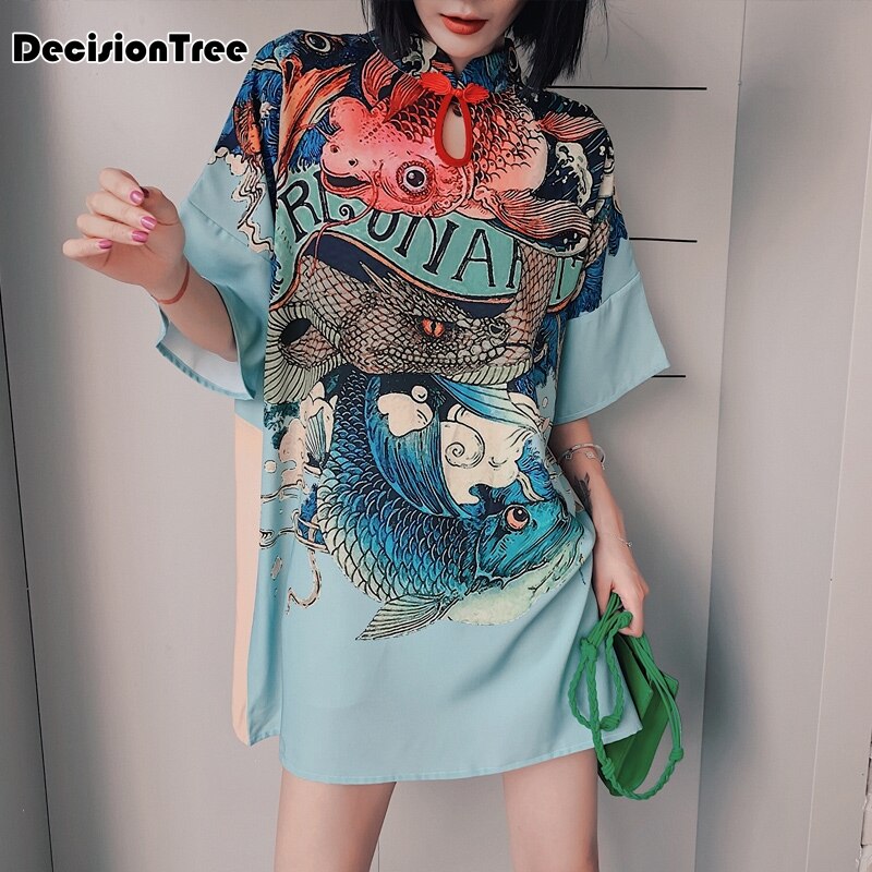 chinese female qipao short style cheongsam women traditional silk satin dress dragon&phenix chinese dress