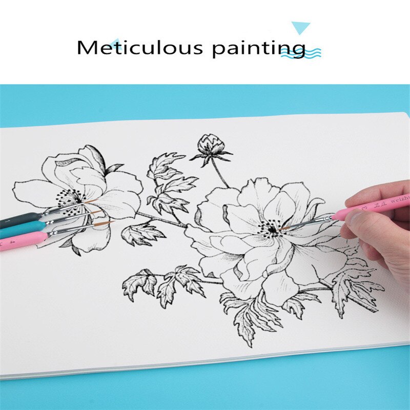 EZONE 2PCS Paint Brush Fine Hand Painted Hook Line Pen Dedicated for Fine Art Students Watercoolor Oil Painting School Supply