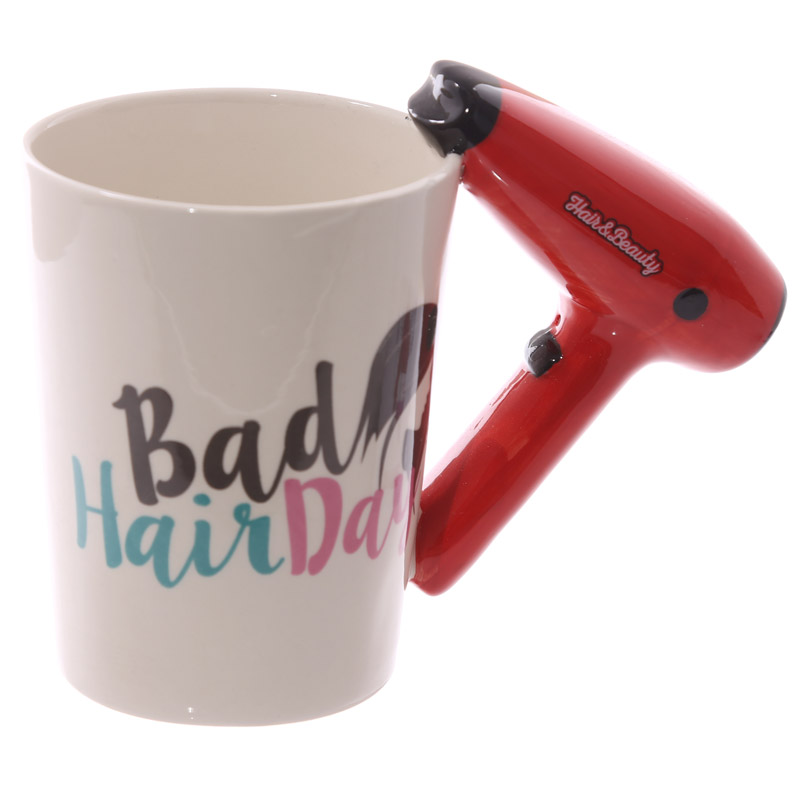 Ceramic Hair Dryer Mug Ladies Tool Hair Dryer C Hair Salon Bathroom Decor Vanity Decor Coffee Cup Hairdresser
