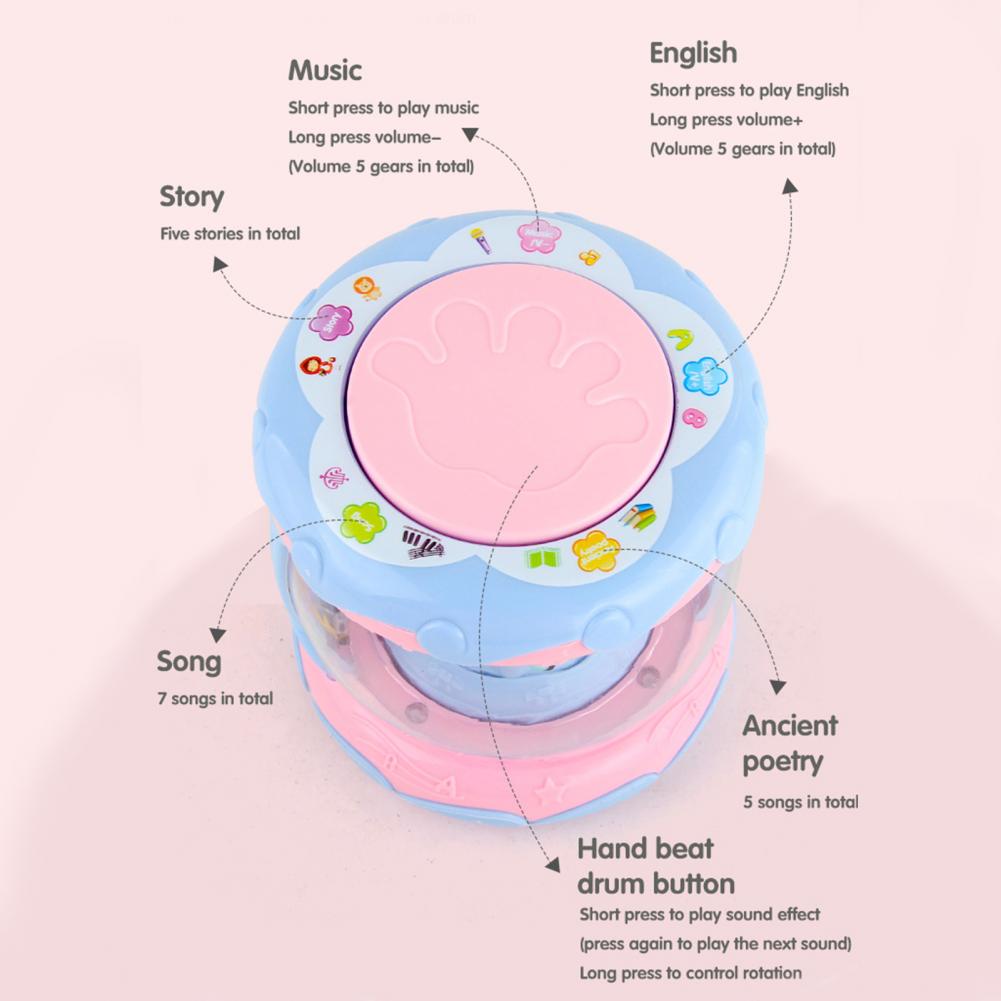Carrusel de mano para bebé, juguete educativo, portátil, luz de proyección 3D, tambor de mano para juguetes de juego para niños