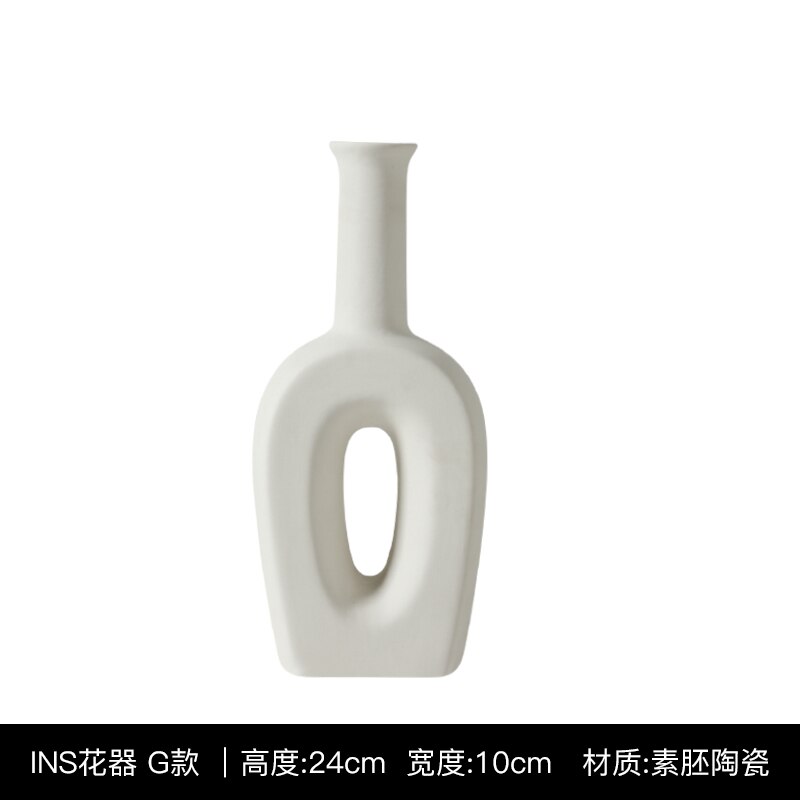 Vase dekoration hjem nordisk keramik vase hjem kunst blomsterarrangement tørret blomster dekoration lille vase dekoration: 05