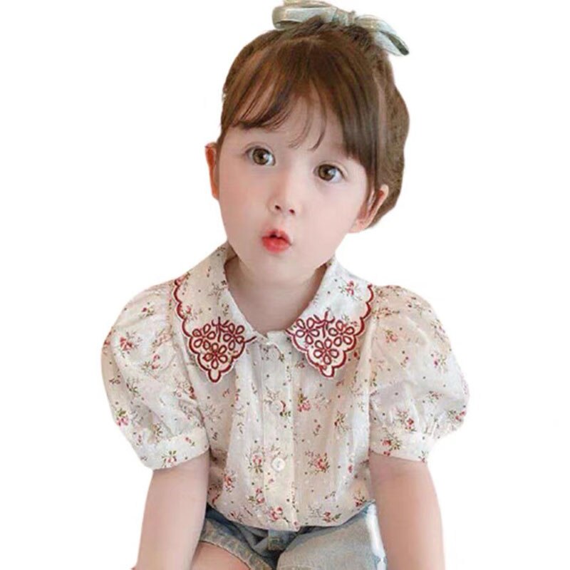Meisjes Kleding Sets Zomer Sloral Shirt &amp; Jeans Demin Shorts Blouse Voor Meisje Korte Mouw Baby Kleding Tops Vintage 2pcs 2-7Y