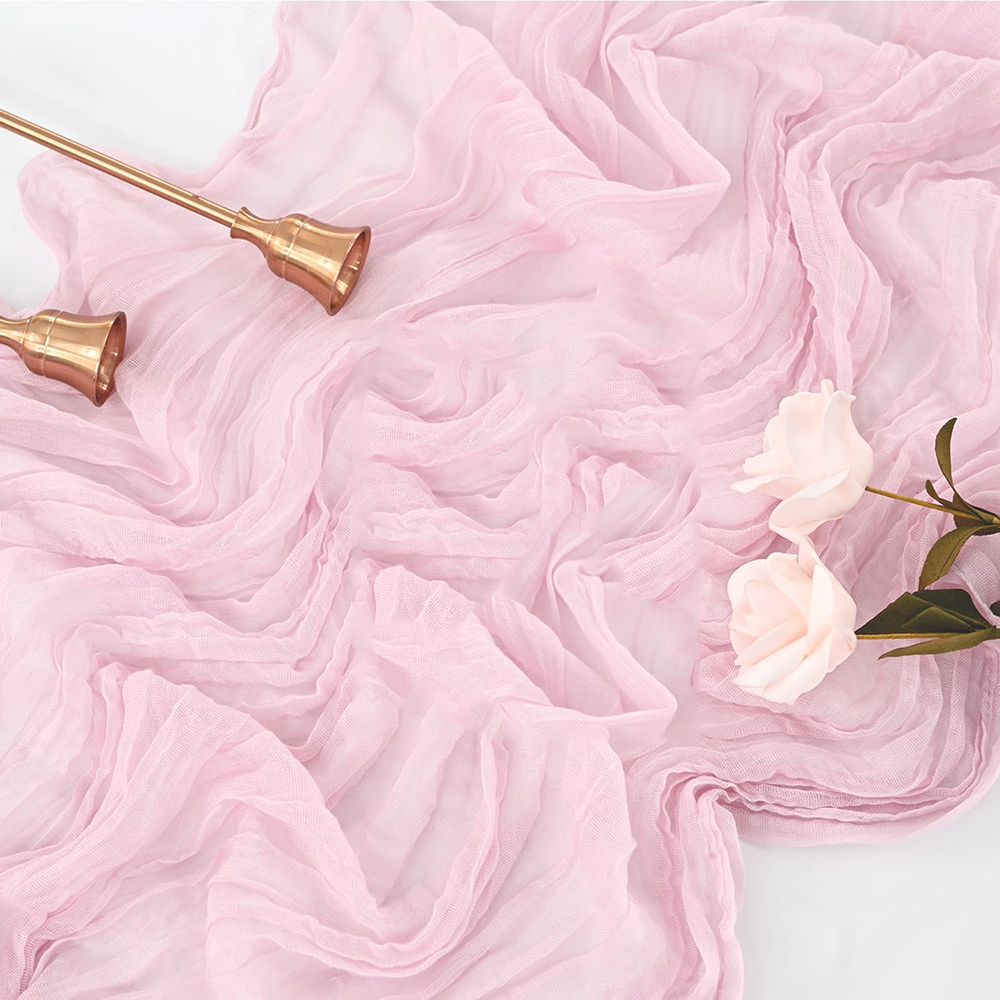 Salviagrön ostduk bordslöpare rustik boho gasväv blå rosa bordslöpare bröllop babyshower födelsedagsfest heminredning: 30*220cm / Röd