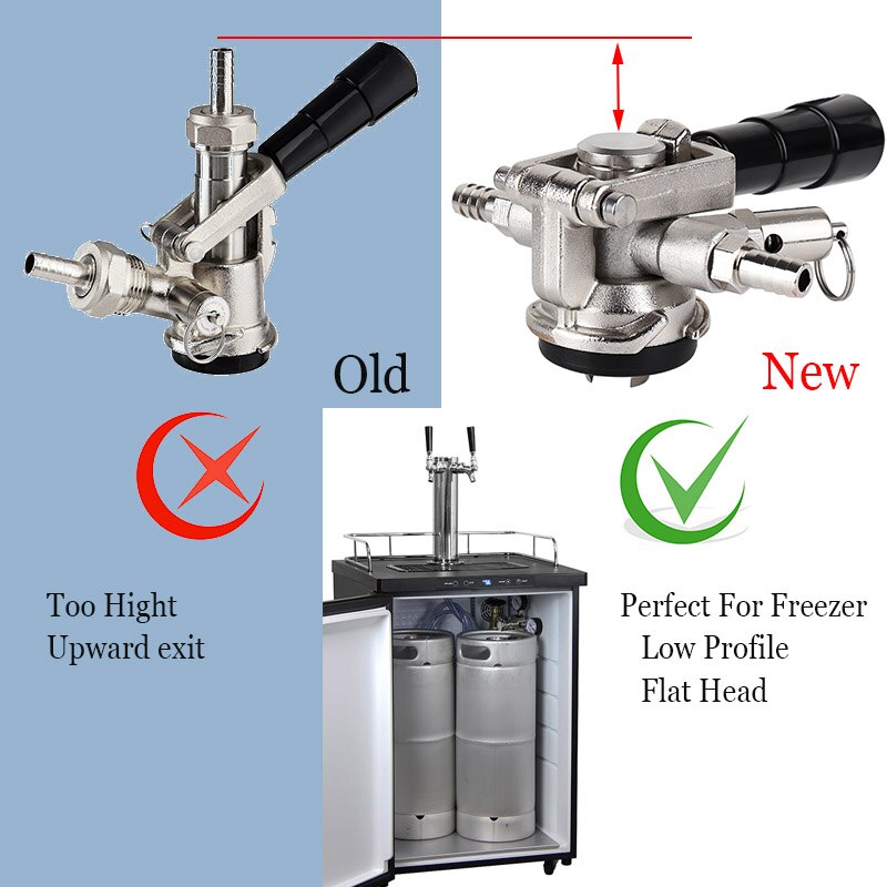 Stainless Steel Low Profile Beer Keg Coupler D System Coupler With Pressure Relief Valve Space Saving Keg Dispenser Tap HomeBrew