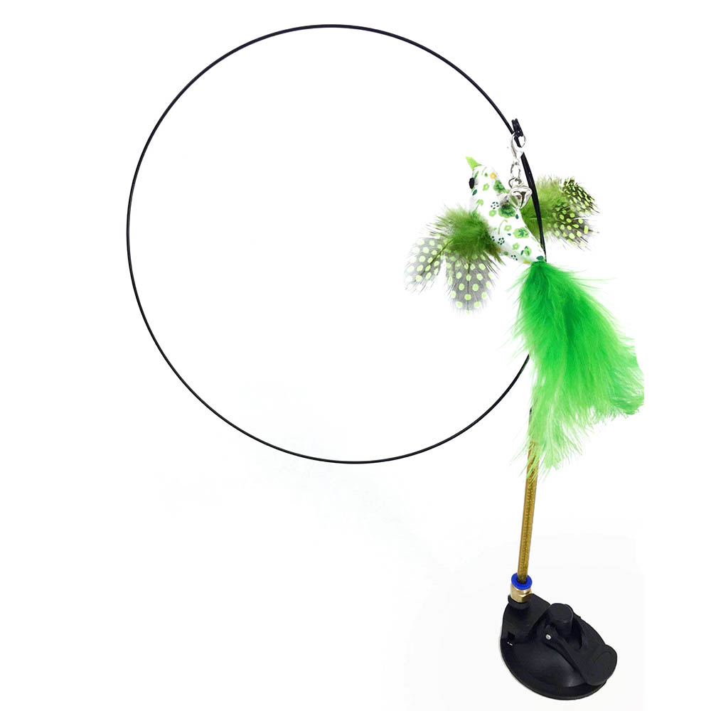 Simulatie Vogel Kat Speelgoed Interactieve Grappige Veer Vogel Met Bell Sucker Kat Stok Speelgoed Katje Spelen Teaser Wand Speelgoed Voor katten: B-sucker