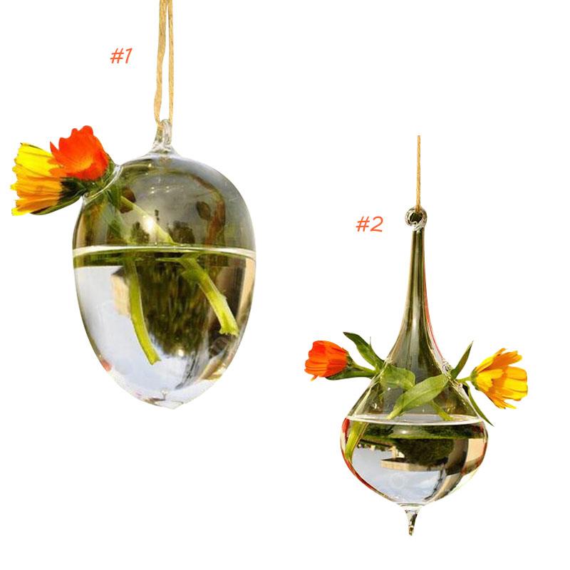 Klar egg form glass hengende vase flaske potte blomst hjem bryllup hage dekor hengende vegg vase planter container dinosaur egg