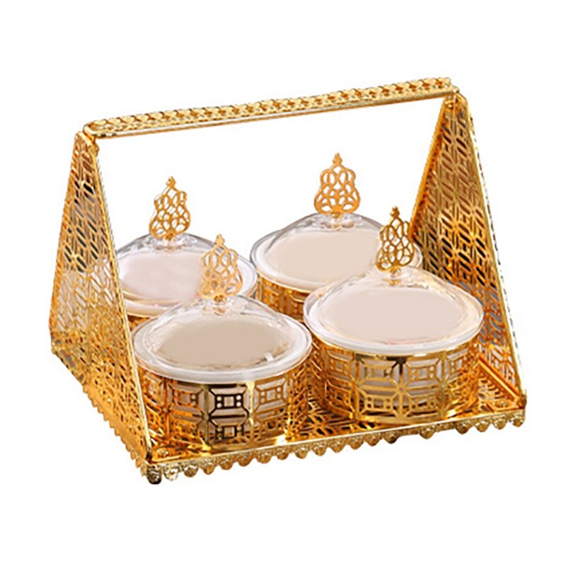 Snack Storage Box High-End Grid Fruit Basket Coffee Shop Afternoon Tea Dessert Fruit Plate Sugar Jar Home Decoration