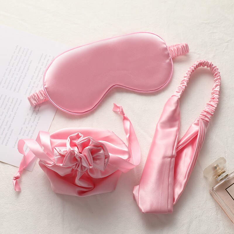 Máscara antifaz para dormir de seda para hombre y mujer, banda de algodón transpirable, suave, para aliviar los ojos: Number 4 pink