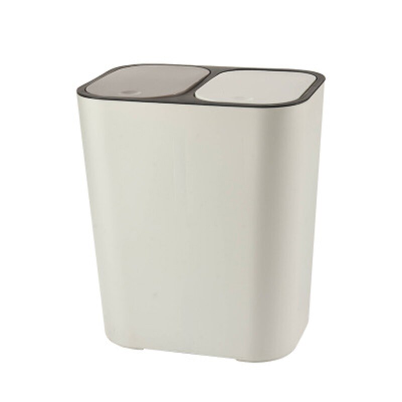 Newly Trash Can Rectangle Plastic Push-Button Dual Compartment 12liter Recycling Waste Bin Garbage Can TE889